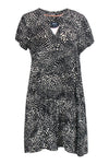 V-neck Shift Dots Print Short Short Sleeves Sleeves Viscose Flowy Fall Dress