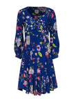 A-line V-neck Floral Print Long Sleeves Viscose Dress