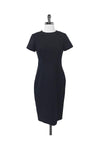 Cap Sleeves Hidden Back Zipper Piping Sheath Sheath Dress With Ruffles