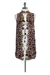 Button Front Pocketed Rayon Animal Print Sleeveless Shirt Dress