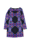 Polyester Long Sleeves Geometric Print Cutout Hidden Side Zipper Dress