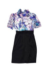 Keyhole Hidden Side Zipper Pocketed Silk Collared Cowl Neck Floral Print Dress