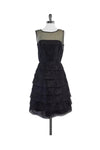 Sheer Tiered Back Zipper Sleeveless Polyester Dress With a Ribbon