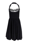 Sequined Ribbed Back Zipper Halter Full-Skirt Winter Party Dress