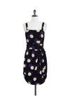 Polka Dots Print Sleeveless Pleated Back Zipper Silk Dress