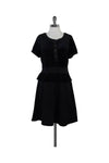 A-line Fitted Side Zipper Peplum Short Sleeves Sleeves Round Neck Little Black Dress