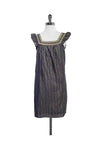 Pocketed Striped Print Square Neck Dress With Ruffles