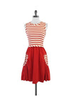 Cotton Round Neck Pocketed Striped Print Sleeveless Dress