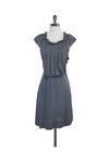 Draped Button Front Rayon Dress With Ruffles