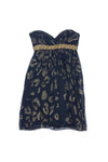 Strapless Silk Animal Cheetah Print Sequined Hidden Back Zipper Sweetheart Dress