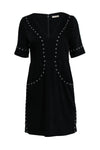 V-neck Short Sleeves Sleeves Sheath Hidden Back Zipper Pocketed Polyester Sheath Dress/Little Black Dress