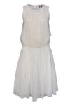 Round Neck Silk Elasticized Waistline Button Closure Pleated Goddess Dress