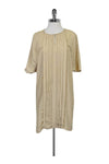 Short Sleeves Sleeves Keyhole Pleated Round Neck Shirt Dress