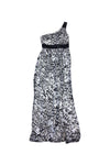Empire Waistline One Shoulder Hidden Side Zipper Beaded Polyester Maxi Dress