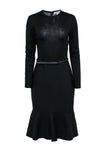 Long Sleeves Round Neck Belted Winter Sheath Sheath Dress/Little Black Dress