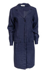 Linen Collared Pocketed Button Front Long Sleeves Shirt Dress