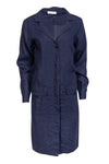 Collared Button Front Pocketed Long Sleeves Linen Shirt Dress