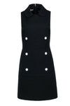 Sophisticated Collared Crew Neck Hidden Back Zipper Pocketed Shift Sleeveless Dress