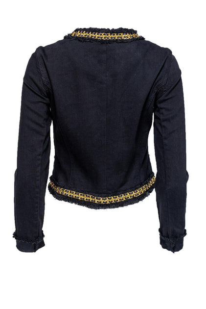 Michael Kors - Black Denim Jacket w/ Gold Chain Design Sz 4 – Current  Boutique