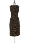 Camouflage Print Slit Fitted Hidden Back Zipper Round Neck Sleeveless Above the Knee Dress