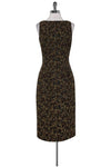 Round Neck Above the Knee Camouflage Print Sleeveless Hidden Back Zipper Fitted Slit Dress