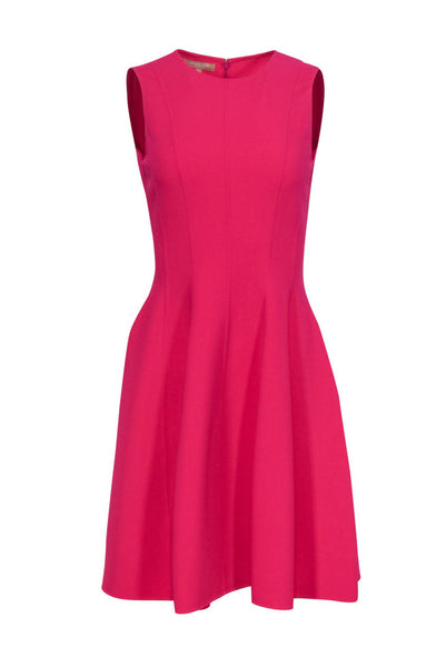Round Neck Hidden Back Zipper Fitted Cocktail Sleeveless Fit-and-Flare Dress
