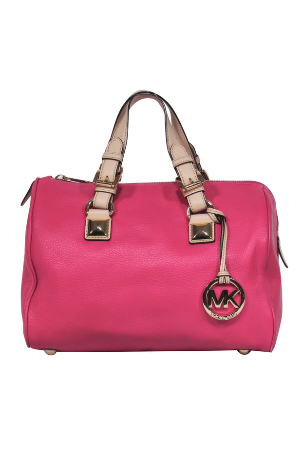 Michael Kors - Hot Pink Pebbled Leather Carryall w/ Tan Handles – Current  Boutique