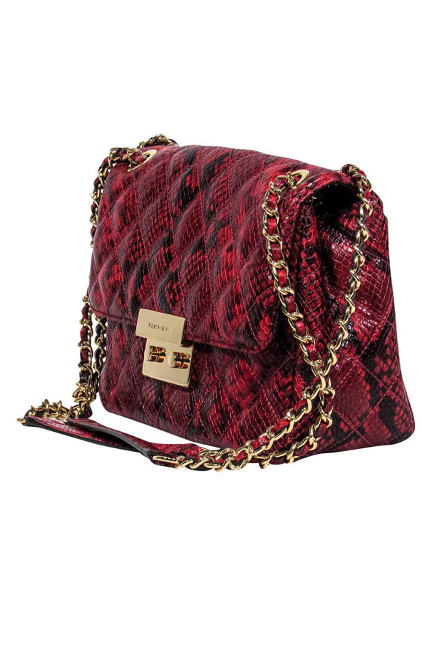 Michael Kors - Red & Black Snakeskin Print Handbag – Current Boutique