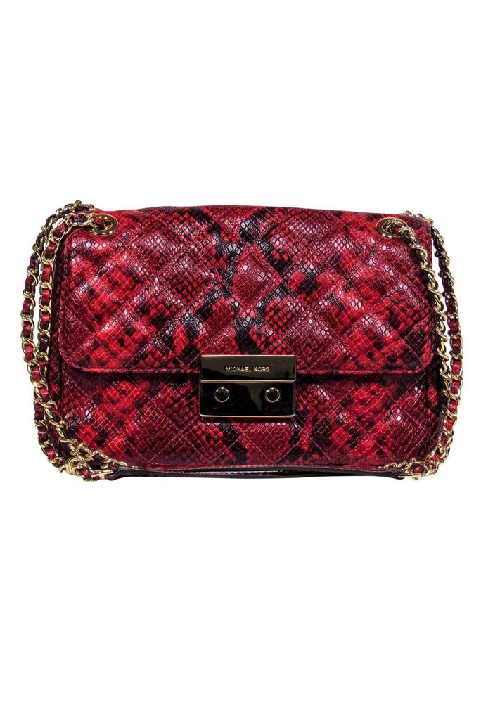 Top 82+ imagen red and black michael kors purse
