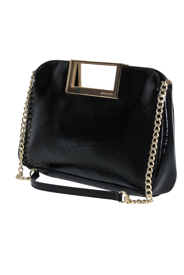 Michael Michael Kors - Black Patent Leather Gold Chain Shoulder Bag –  Current Boutique