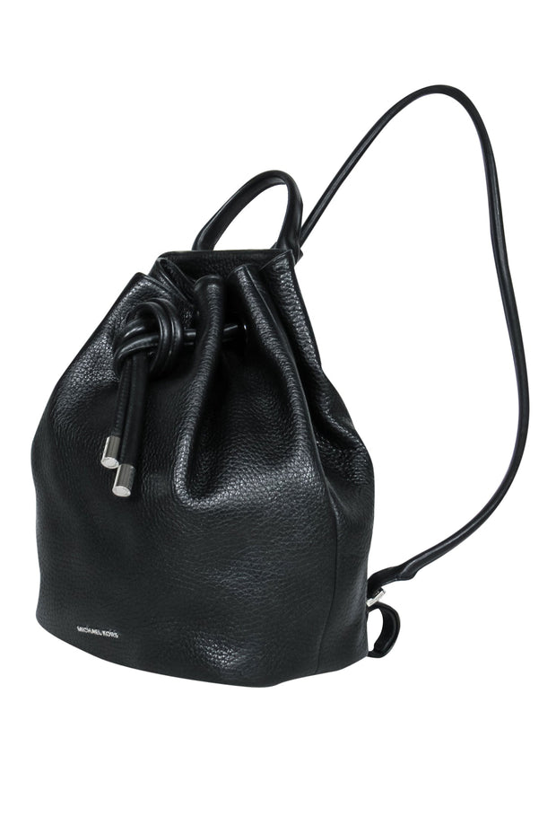 Michael Michael Kors - Black Pebbled Leather Drawstring Backpack – Current  Boutique