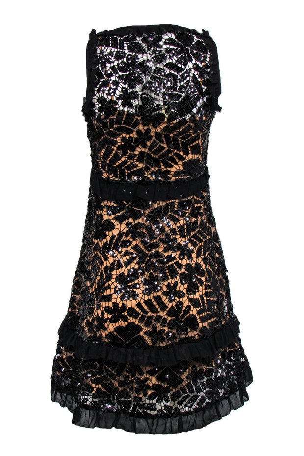 Michael Michael Kors - Black Sequin Lace Dress w/ Nude Lining Sz XXS –  Current Boutique