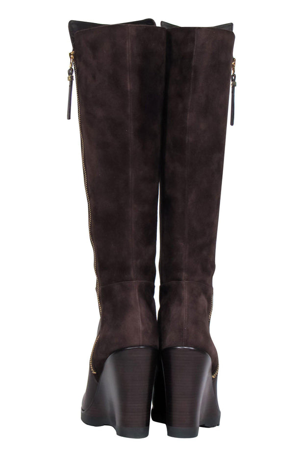 Michael Michael Kors - Brown Leather & Suede Knee High “Clara” Wedge B –  Current Boutique