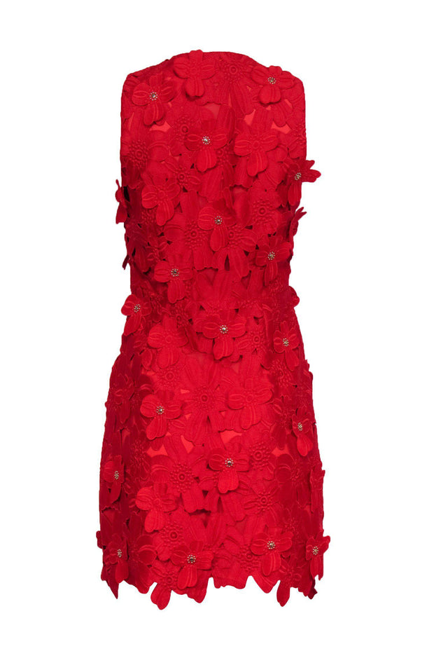 Michael Kors - Red Floral Lace Applique Sleeveless Sheath Dres – Current Boutique
