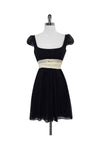 Tie Waist Waistline Hidden Back Zipper Pleated Dress With Ruffles