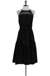 Below the Knee Belted Keyhole Sleeveless Dress With Ruffles