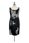 Back Zipper Slit Fitted Floral Print Polyester Dress