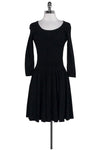 Long Sleeves Ribbed Round Neck Above the Knee Little Black Dress