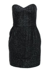 Strapless Sleeveless Sweetheart Chevron Print Fitted Hidden Back Zipper Little Black Dress