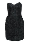 Strapless Chevron Print Sweetheart Sleeveless Hidden Back Zipper Fitted Little Black Dress