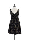 V-neck Sleeveless Geometric Print Hidden Back Zipper Pleated Gathered Dress