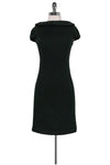 Sophisticated V Back Hidden Back Zipper Cap Sleeves Collared Round Neck Dress