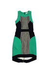 Striped Print Colorblocking Back Zipper Sleeveless Dress