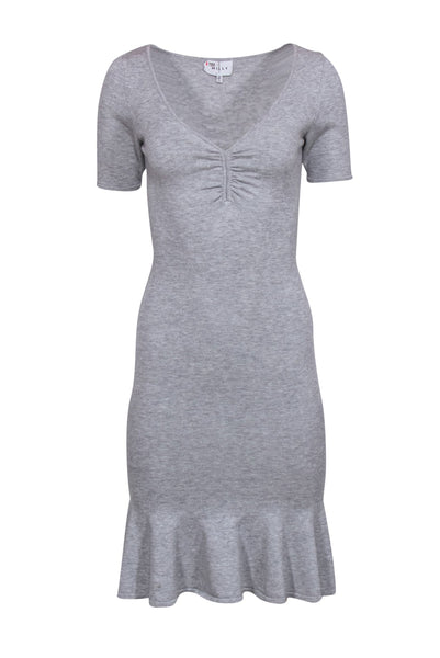 V-neck Short Sleeves Sleeves Ruched Bodycon Dress
