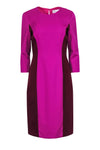 Round Neck Colorblocking Button Closure Keyhole Sheath Long Sleeves Sheath Dress