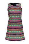 Summer Striped Print Round Neck Fitted Back Zipper Sleeveless Fit-and-Flare Dress