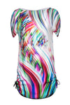 Short Sleeves Sleeves Round Neck General Print Silk Ruched Shift Dress