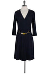 Sophisticated V-neck Above the Knee Side Zipper Long Sleeves Dress