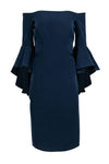 Sophisticated Sheath Cocktail Slit Off the Shoulder Sheath Dress/Evening Dress With Ruffles