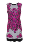 Round Neck General Print Fitted Evening Dress